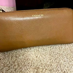 Camel colored long wallet with zipper